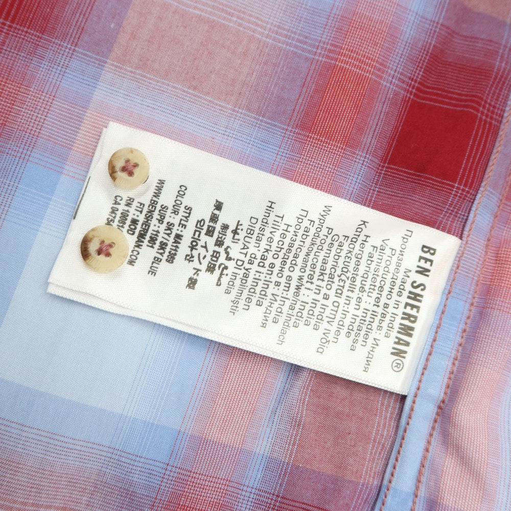 【中古】【未使用】ベンシャーマン Ben Sherman コットン チェック BDシャツ レッドxライトブルー【サイズM】【RED】【S/S/A/W】【状態ランクS】【メンズ】【769191】