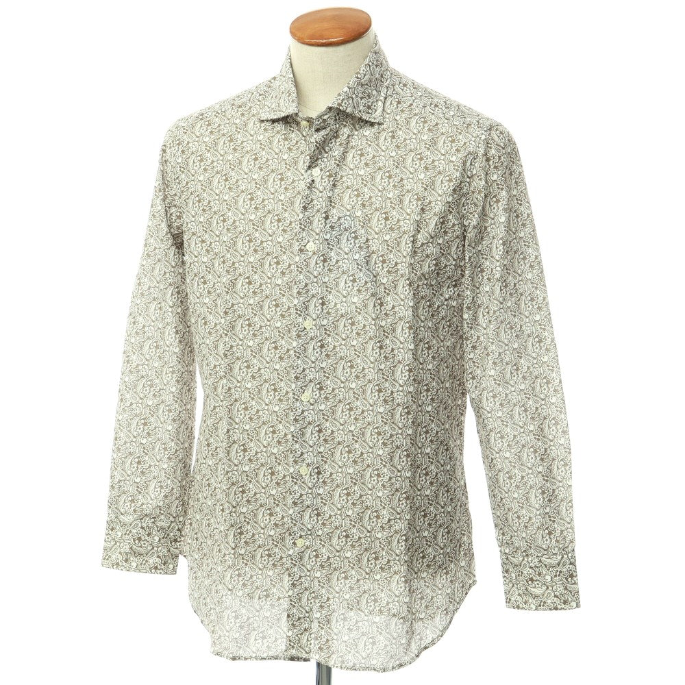 [Used] LUCIANO BRANDI Paisley pattern horizontal collar shirt, ash brown x white [Size 40] [BRW] [S/S/A/W] [Condition Rank A] [Men&