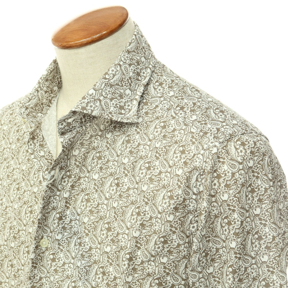 [Used] LUCIANO BRANDI Paisley pattern horizontal collar shirt, ash brown x white [Size 40] [BRW] [S/S/A/W] [Condition Rank A] [Men&