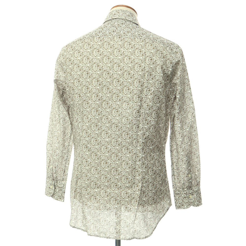 [Used] LUCIANO BRANDI Paisley pattern horizontal collar shirt, ash brown x white [Size 40] [BRW] [S/S/A/W] [Condition Rank A] [Men&