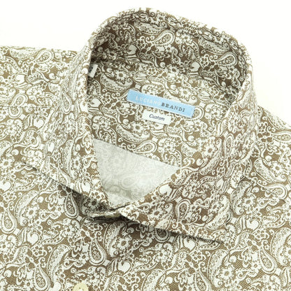 [Used] LUCIANO BRANDI Paisley pattern horizontal collar shirt, ash brown x white [Size 40] [BRW] [S/S/A/W] [Condition Rank A] [Men&