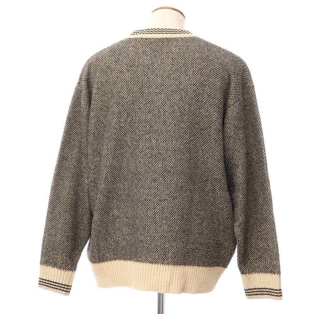 [Used] INHERIT polyester acrylic crew neck pullover knit black x beige [Size L] [BLK] [A/W] [Condition Rank B] ​​[Men&
