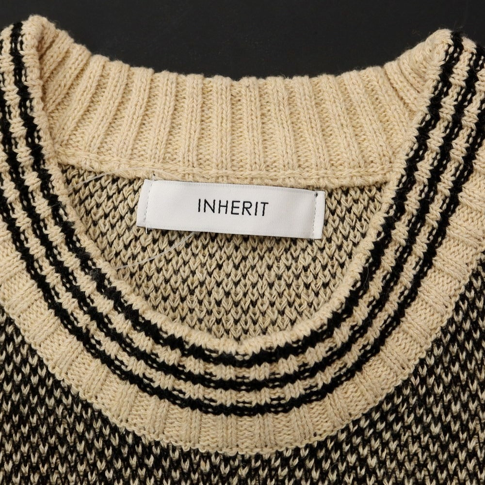 [Used] INHERIT polyester acrylic crew neck pullover knit black x beige [Size L] [BLK] [A/W] [Condition Rank B] ​​[Men&