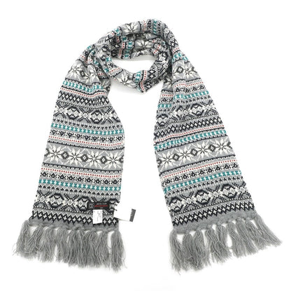 [Used] MICHEL KLEIN HOMME Mid-gauge acrylic Nordic pattern scarf Gray x white [GRY] [A/W] [Condition rank B] ​​[Men&