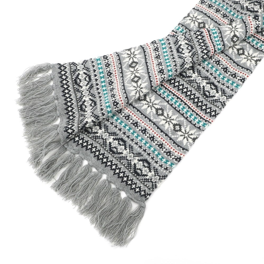 [Used] MICHEL KLEIN HOMME Mid-gauge acrylic Nordic pattern scarf Gray x white [GRY] [A/W] [Condition rank B] ​​[Men&