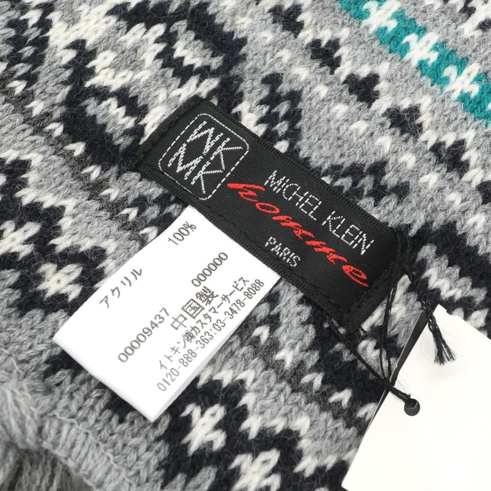 [Used] MICHEL KLEIN HOMME Mid-gauge acrylic Nordic pattern scarf Gray x white [GRY] [A/W] [Condition rank B] ​​[Men&