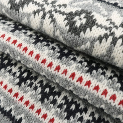 [Used] MICHEL KLEIN HOMME Mid-gauge acrylic Nordic pattern scarf Gray x white [GRY] [A/W] [Condition rank B] ​​[Men&