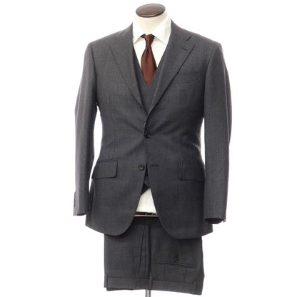 [Used] Azabu tailor wool houndstooth pattern three-piece three-button suit, dark grey [size 50/52/88] [GRY] [A/W] [Condition rank B] ​​[Men&