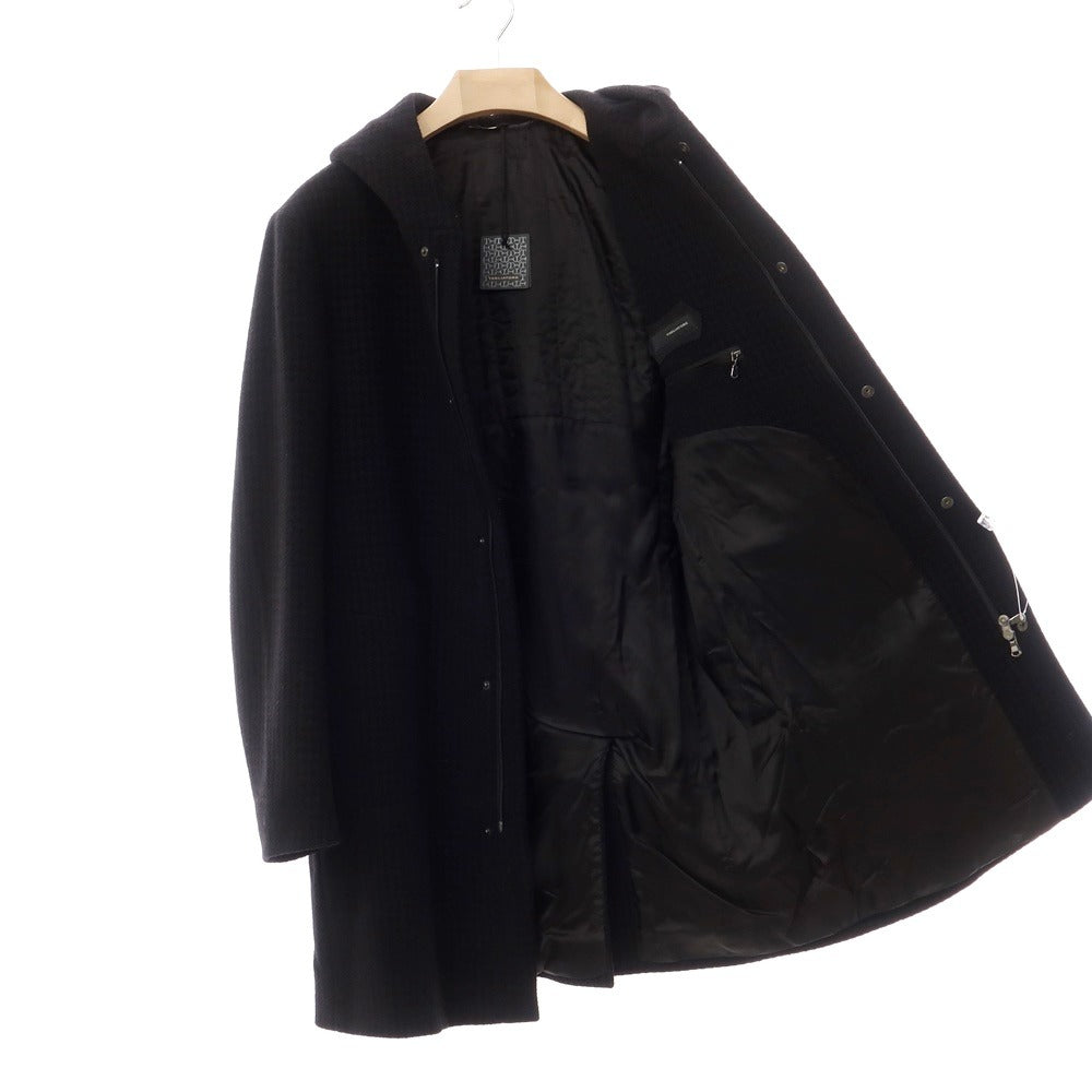 [Used] TAGLIATORE wool cotton houndstooth hooded coat in black [Size 46] [BLK] [A/W] [Condition Rank A] [Men&