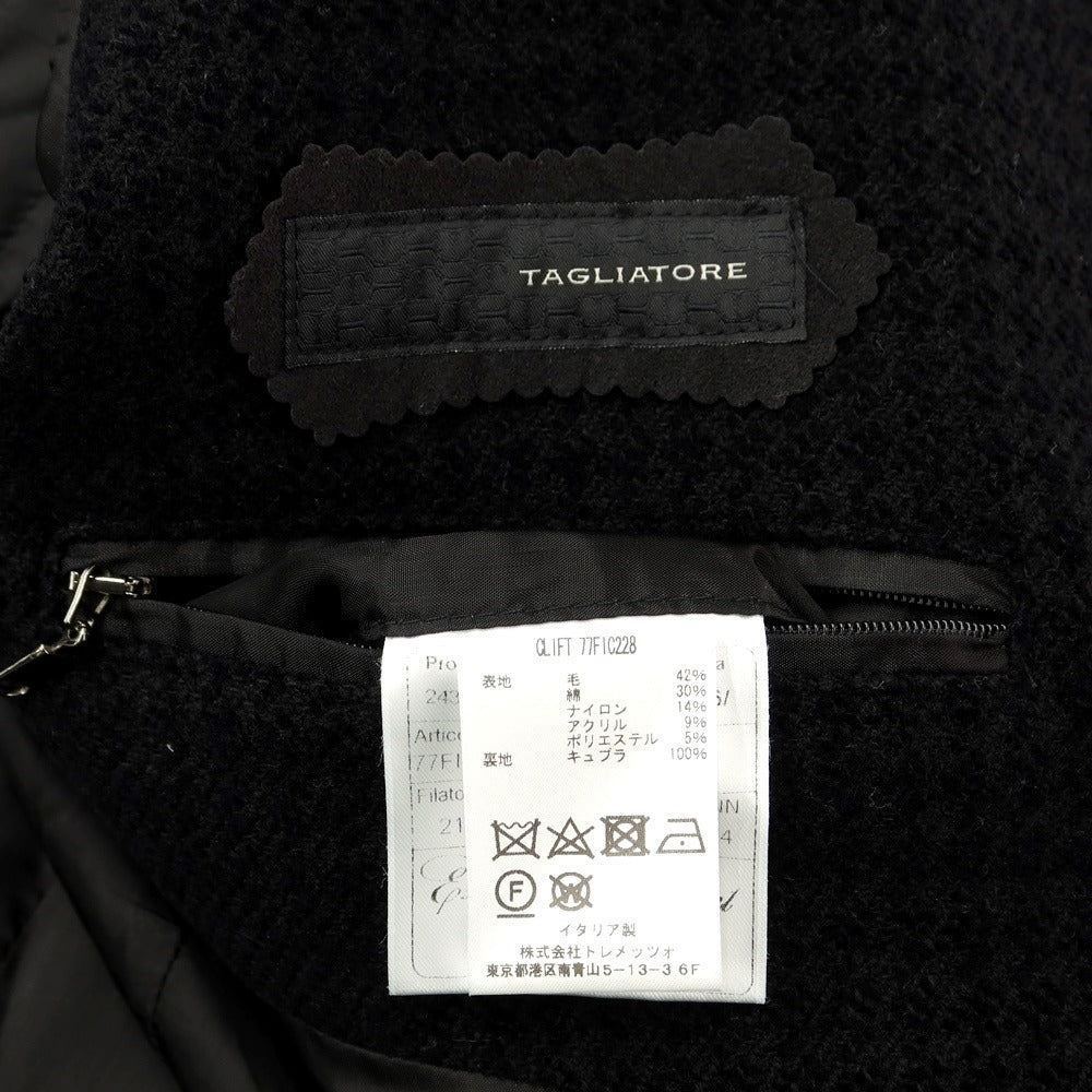 [Used] TAGLIATORE wool cotton houndstooth hooded coat in black [Size 46] [BLK] [A/W] [Condition Rank A] [Men&