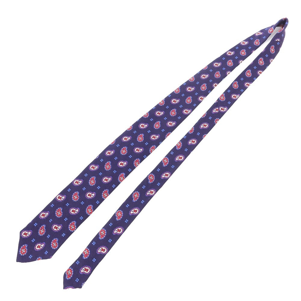 [Used] Altea Paisley Small Pattern Tri-Fold Linen Silk Tie Purple [PUP] [S/S] [Condition Rank B] [Men&