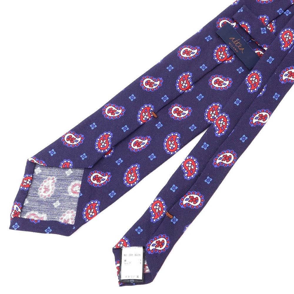 [Used] Altea Paisley Small Pattern Tri-Fold Linen Silk Tie Purple [PUP] [S/S] [Condition Rank B] [Men&