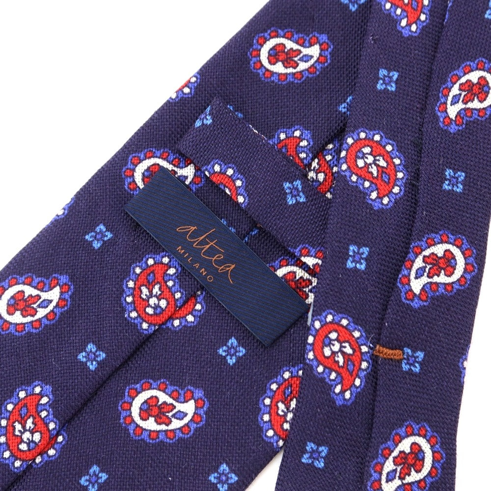 [Used] Altea Paisley Small Pattern Tri-Fold Linen Silk Tie Purple [PUP] [S/S] [Condition Rank B] [Men&