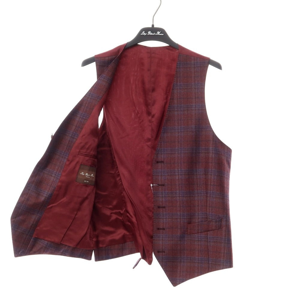 [New] Luigi Bianchi Mantova Wool Check Gilet Vest Bordeaux x Blue [Size 46] [RED] [A/W] [Condition Rank N] [Men&