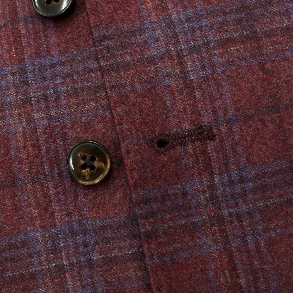 [New] Luigi Bianchi Mantova Wool Check Gilet Vest Bordeaux x Blue [Size 46] [RED] [A/W] [Condition Rank N] [Men&