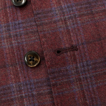[New] Luigi Bianchi Mantova Wool Check Gilet Vest Bordeaux x Blue [Size 46] [RED] [A/W] [Condition Rank N] [Men&