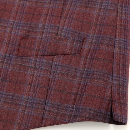 [New] Luigi Bianchi Mantova Wool Check Gilet Vest Bordeaux x Blue [Size 46] [RED] [A/W] [Condition Rank N] [Men&