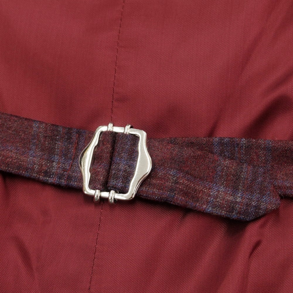 [New] Luigi Bianchi Mantova Wool Check Gilet Vest Bordeaux x Blue [Size 46] [RED] [A/W] [Condition Rank N] [Men&