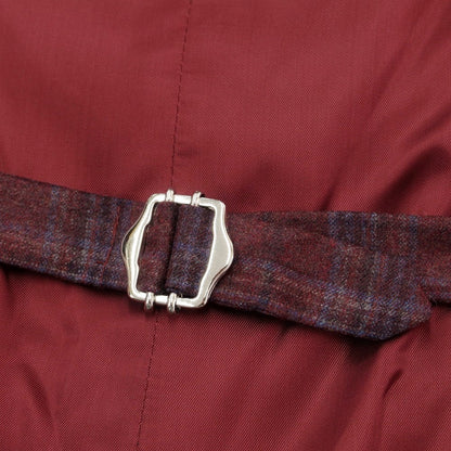 [New] Luigi Bianchi Mantova Wool Check Gilet Vest Bordeaux x Blue [Size 46] [RED] [A/W] [Condition Rank N] [Men&