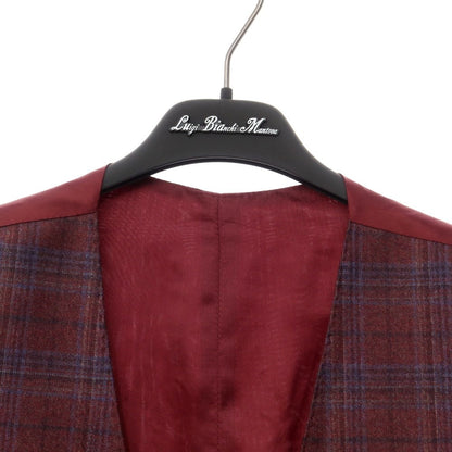 [New] Luigi Bianchi Mantova Wool Check Gilet Vest Bordeaux x Blue [Size 50] [RED] [A/W] [Condition Rank N] [Men&