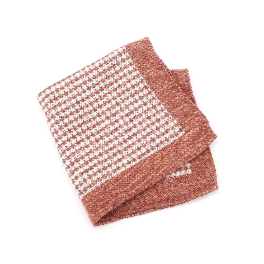 [New] LBM1911 Silk Cotton Houndstooth Pattern Pocket Square Orange Brown [BRW] [S/S/A/W] [Condition Rank N] [Men&