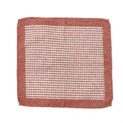 [New] LBM1911 Silk Cotton Houndstooth Pattern Pocket Square Orange Brown [BRW] [S/S/A/W] [Condition Rank N] [Men&