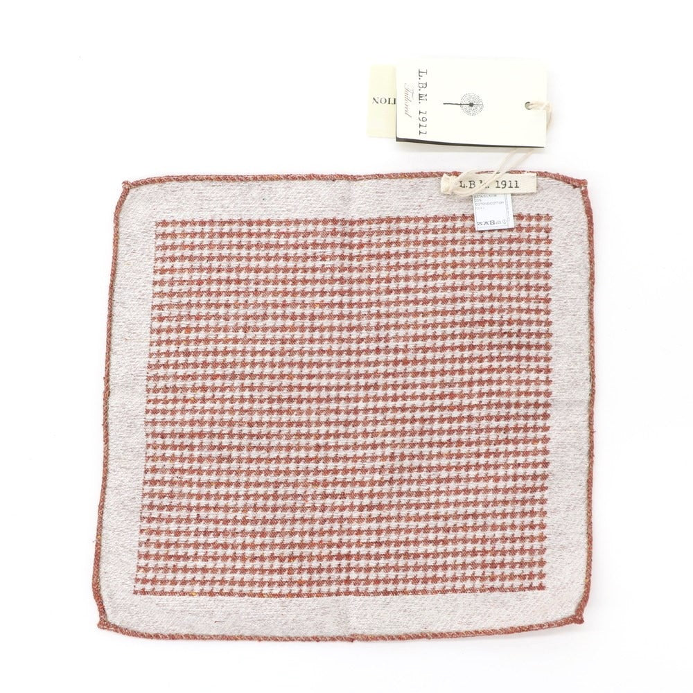 [New] LBM1911 Silk Cotton Houndstooth Pattern Pocket Square Orange Brown [BRW] [S/S/A/W] [Condition Rank N] [Men&