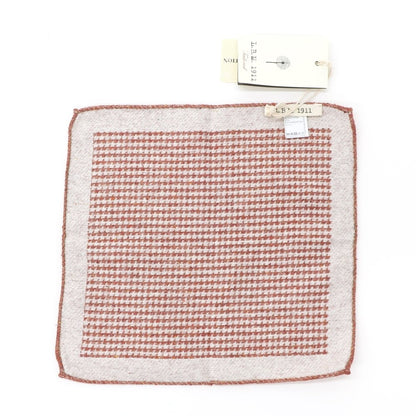 [New] LBM1911 Silk Cotton Houndstooth Pattern Pocket Square Orange Brown [BRW] [S/S/A/W] [Condition Rank N] [Men&