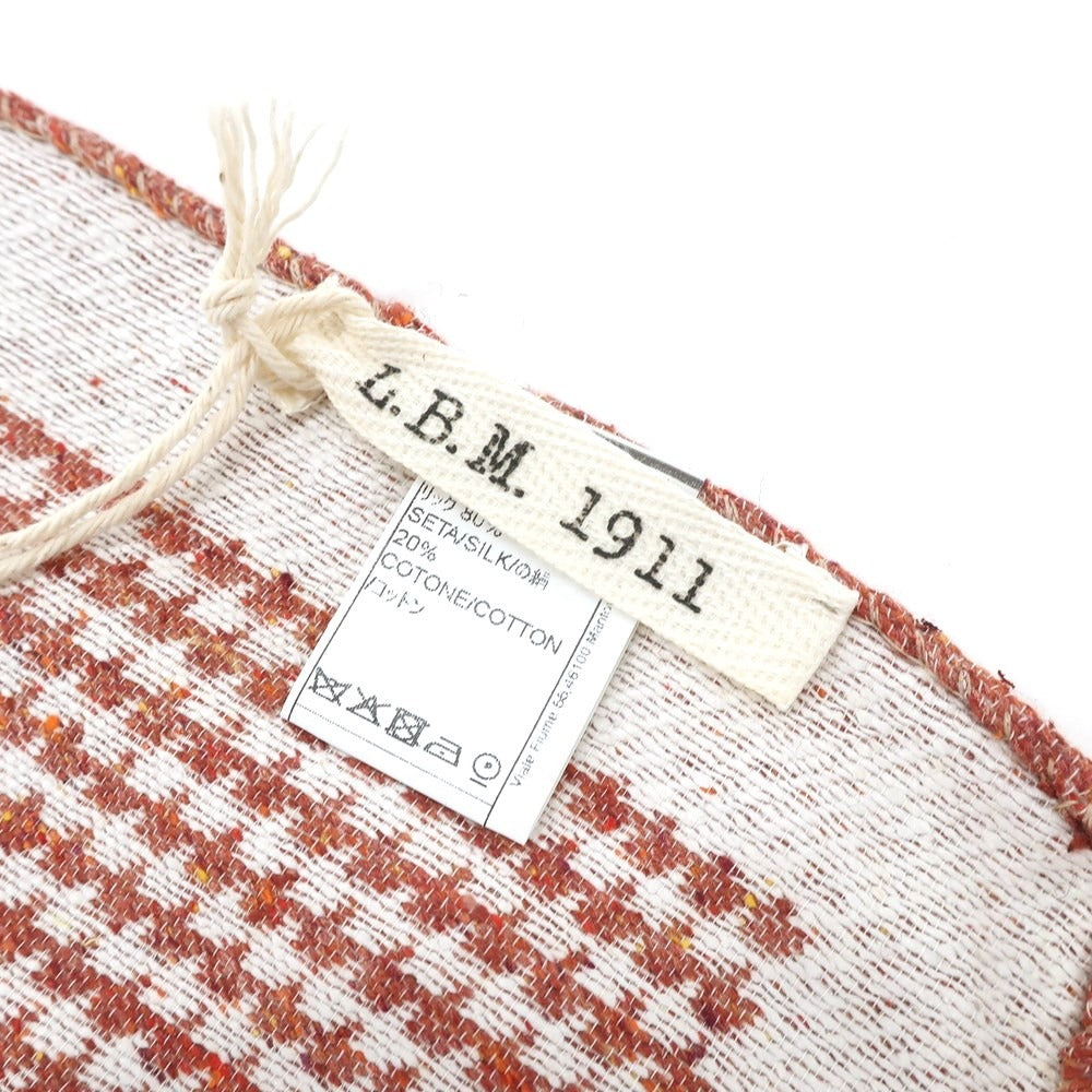 [New] LBM1911 Silk Cotton Houndstooth Pattern Pocket Square Orange Brown [BRW] [S/S/A/W] [Condition Rank N] [Men&