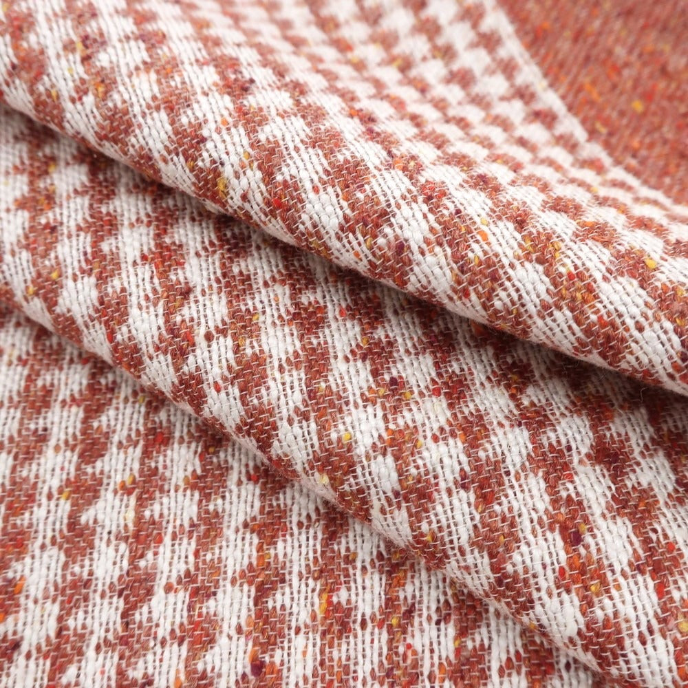 [New] LBM1911 Silk Cotton Houndstooth Pattern Pocket Square Orange Brown [BRW] [S/S/A/W] [Condition Rank N] [Men&