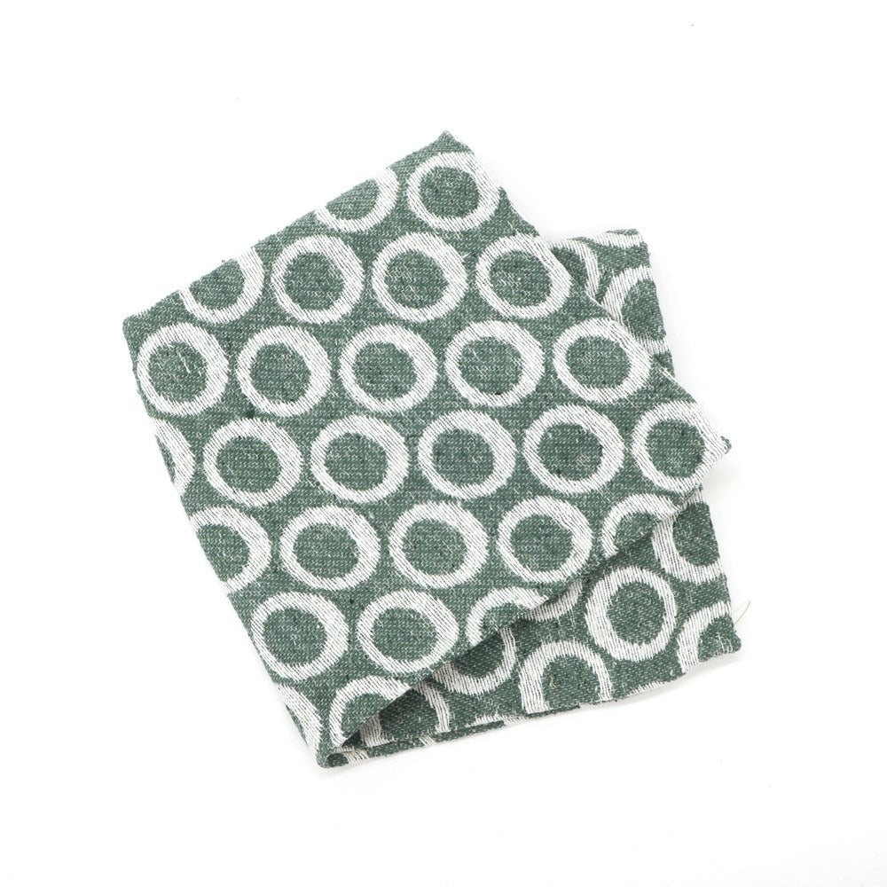 [New] LBM1911 Silk Cotton Circle Pattern Pocket Square Green x White [GRN] [S/S/A/W] [Condition Rank N] [Men&