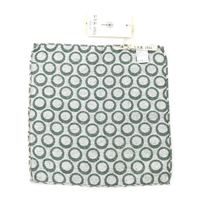 [New] LBM1911 Silk Cotton Circle Pattern Pocket Square Green x White [GRN] [S/S/A/W] [Condition Rank N] [Men&