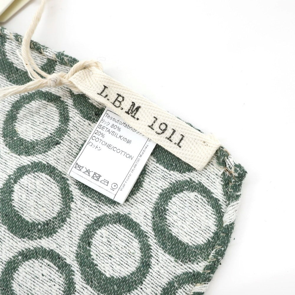[New] LBM1911 Silk Cotton Circle Pattern Pocket Square Green x White [GRN] [S/S/A/W] [Condition Rank N] [Men&