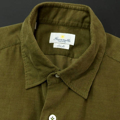 [New] Giannetto Fine Ribbed Corduroy Casual Shirt Olive [Size 38] [GRN] [A/W] [Condition Rank N] [Men&