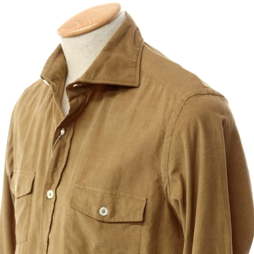 [New] Giannetto Fine Ribbed Corduroy Flap Pocket Shirt Camel Beige [Size 38] [BEI] [A/W] [Condition Rank N] [Men&