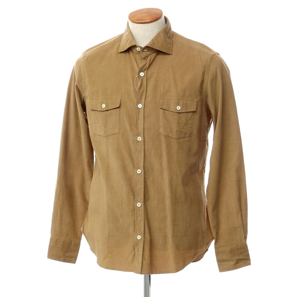 [New] Giannetto Fine Ribbed Corduroy Flap Pocket Shirt Camel Beige [Size 40] [BEI] [A/W] [Condition Rank N] [Men&