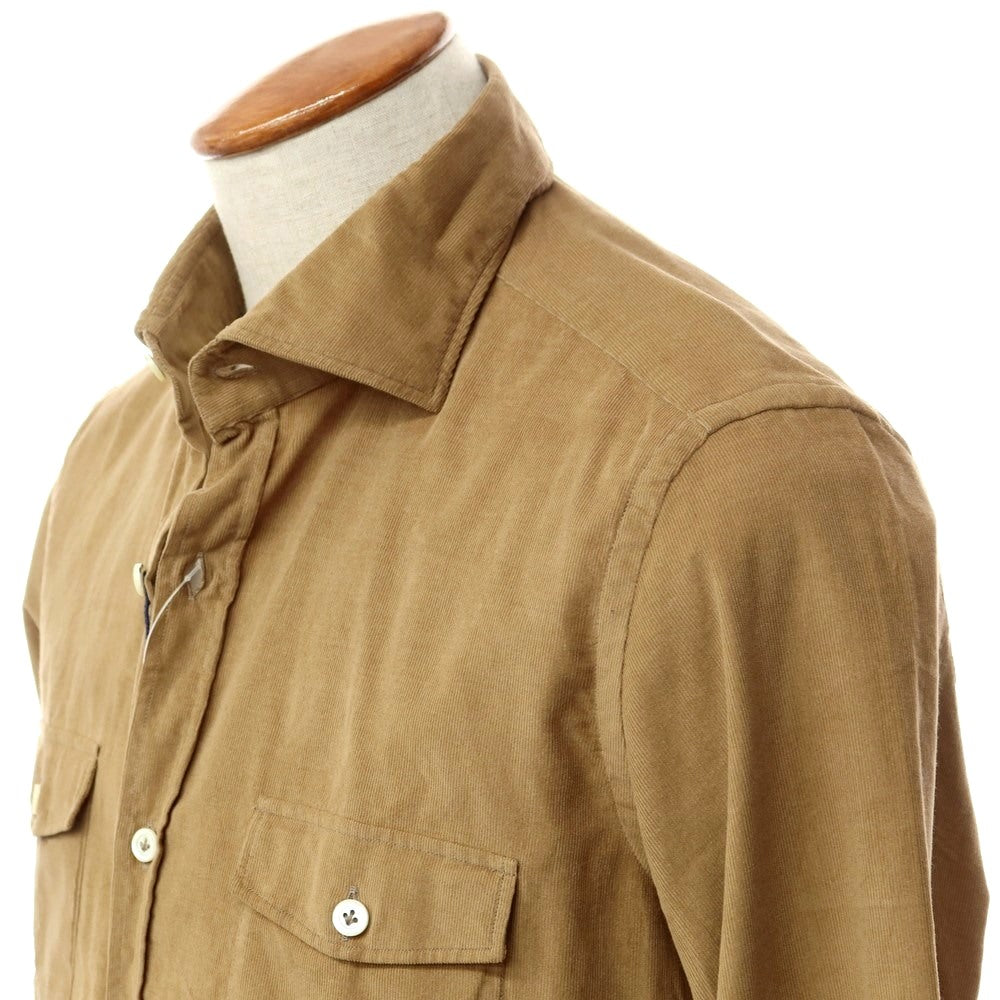 [New] Giannetto Fine Ribbed Corduroy Flap Pocket Shirt Camel Beige [Size 40] [BEI] [A/W] [Condition Rank N] [Men&