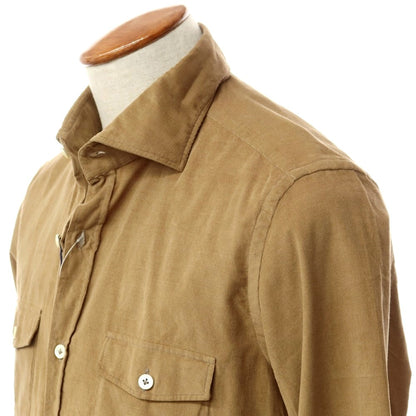 [New] Giannetto Fine Ribbed Corduroy Flap Pocket Shirt Camel Beige [Size 40] [BEI] [A/W] [Condition Rank N] [Men&