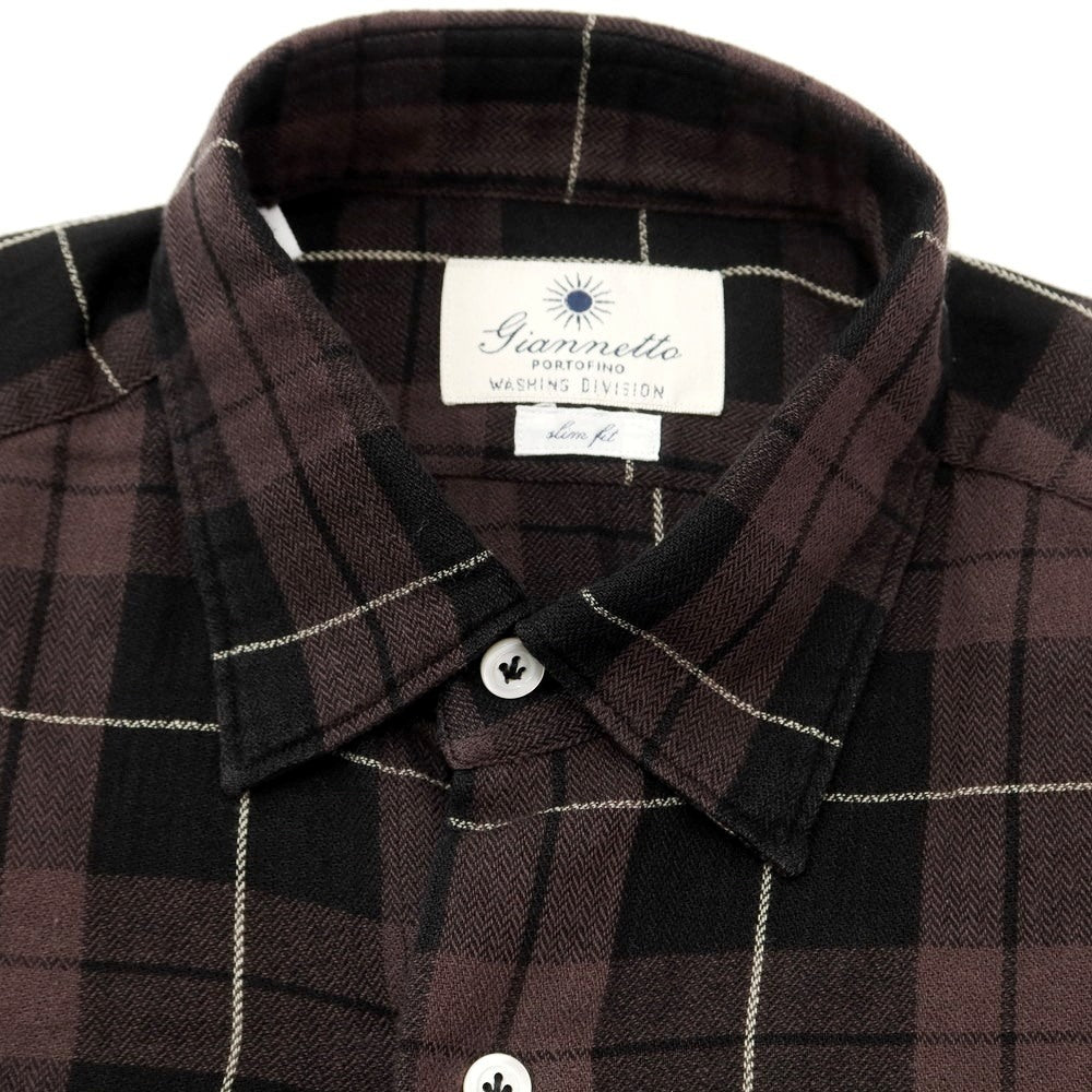 [New] Giannetto WASHING DIVISION Checkered Casual Shirt Black x Taupe [Size 38] [BLK] [S/S/A/W] [Condition Rank N] [Men&