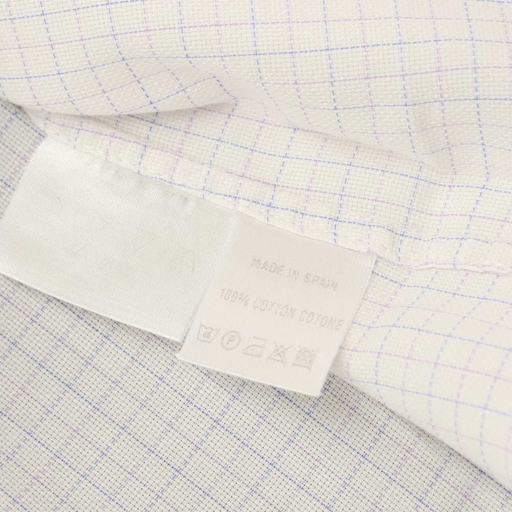 [Used] Ermenegildo Zegna Cotton Check Dress Shirt White x Blue [Size not specified (L)] [WHT] [S/S/A/W] [Condition Rank C] [Men&