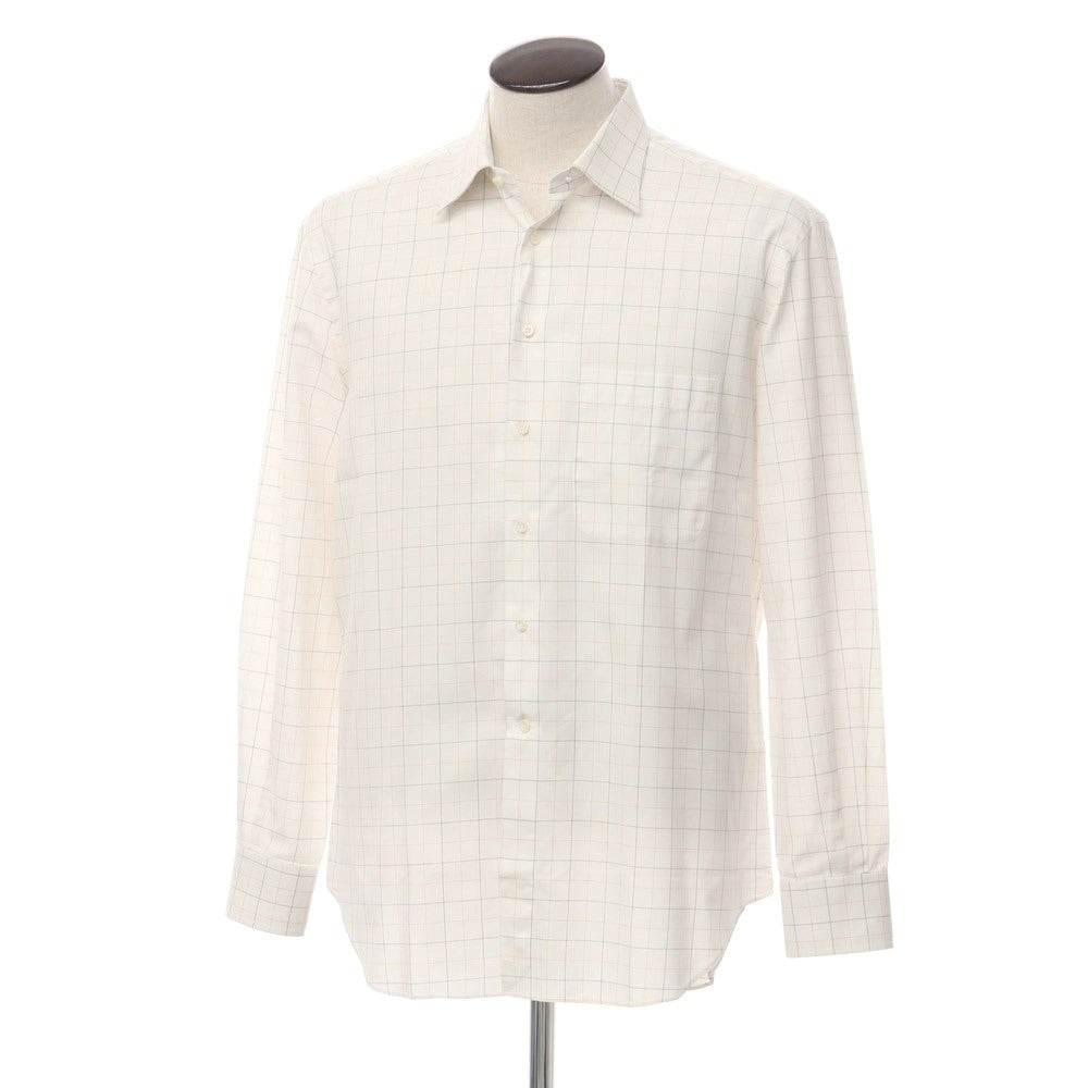 [Used] Ermenegildo Zegna Cotton Check Dress Shirt White x Yellow [Size not specified (L)] [WHT] [S/S/A/W] [Condition Rank B] ​​[Men&