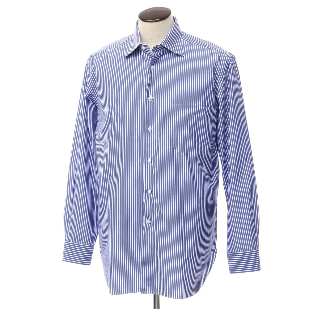 [Used] Ermenegildo Zegna ROSSINI Cotton Striped Dress Shirt Dark Blue x White [Size not specified (L)] [BLU] [S/S/A/W] [Condition Rank B] ​​[Men&