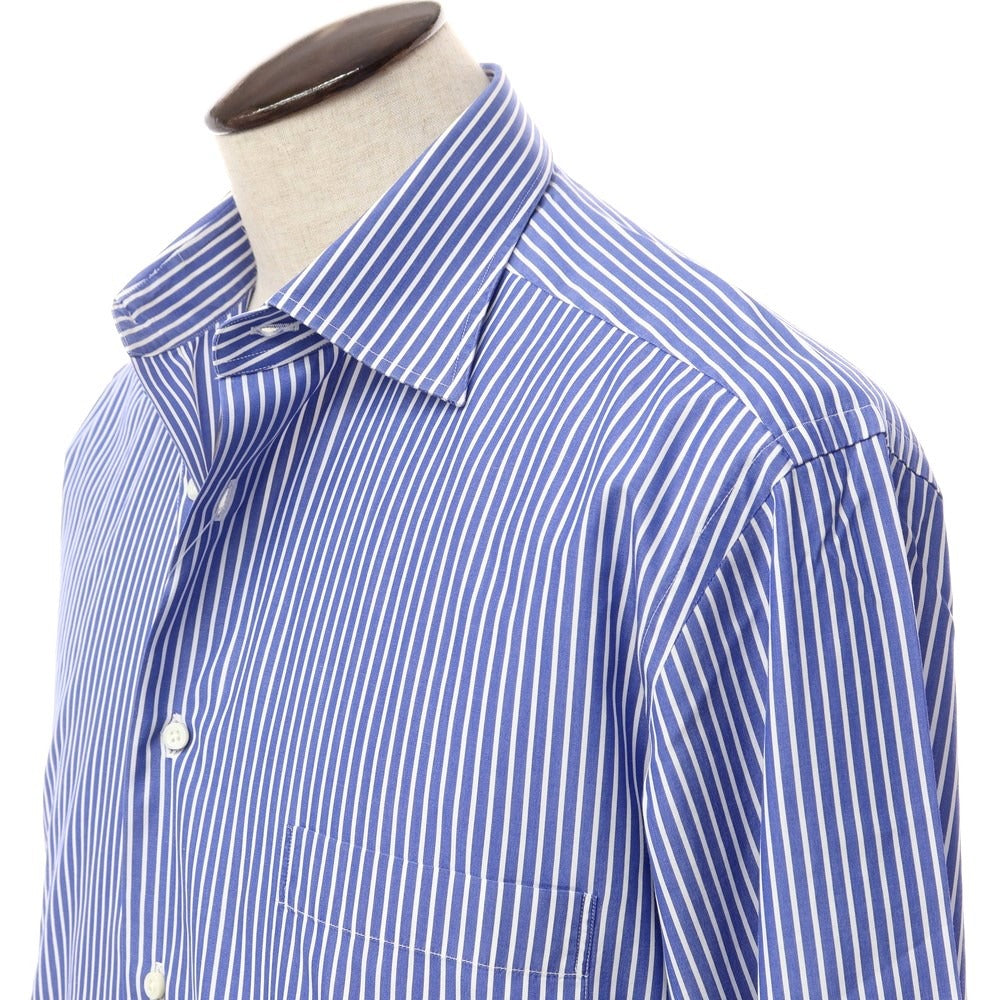 [Used] Ermenegildo Zegna ROSSINI Cotton Striped Dress Shirt Dark Blue x White [Size not specified (L)] [BLU] [S/S/A/W] [Condition Rank B] ​​[Men&
