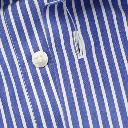 [Used] Ermenegildo Zegna ROSSINI Cotton Striped Dress Shirt Dark Blue x White [Size not specified (L)] [BLU] [S/S/A/W] [Condition Rank B] ​​[Men&
