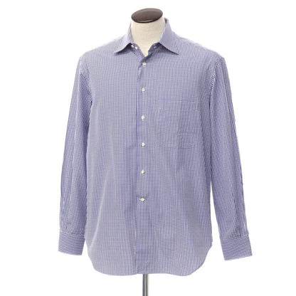 [Used] Ermenegildo Zegna Cotton Check Dress Shirt Navy Blue x White [Size not specified (L)] [BLU] [S/S/A/W] [Condition Rank C] [Men&