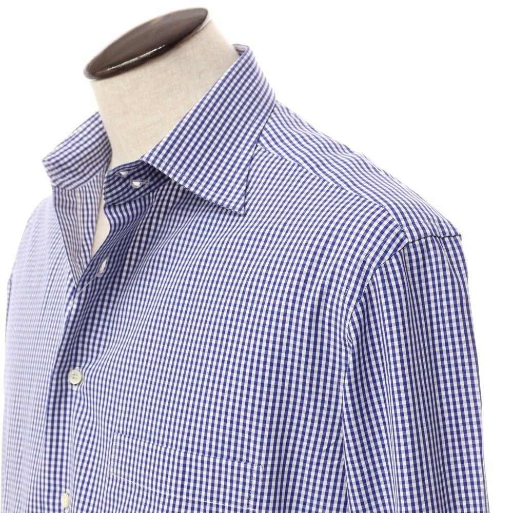 [Used] Ermenegildo Zegna Cotton Check Dress Shirt Navy Blue x White [Size not specified (L)] [BLU] [S/S/A/W] [Condition Rank C] [Men&