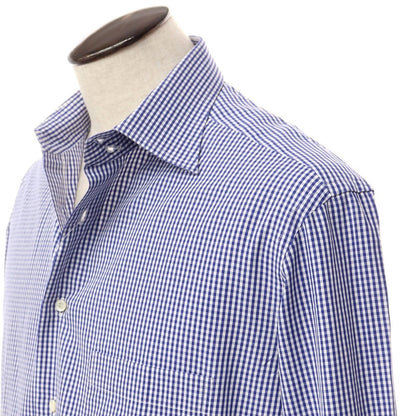[Used] Ermenegildo Zegna Cotton Check Dress Shirt Navy Blue x White [Size not specified (L)] [BLU] [S/S/A/W] [Condition Rank C] [Men&