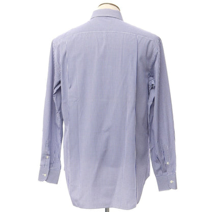 [Used] Ermenegildo Zegna Cotton Check Dress Shirt Navy Blue x White [Size not specified (L)] [BLU] [S/S/A/W] [Condition Rank C] [Men&