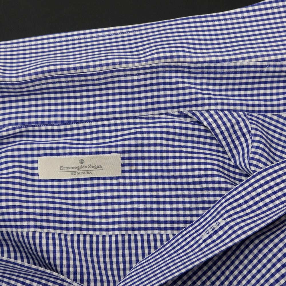 [Used] Ermenegildo Zegna Cotton Check Dress Shirt Navy Blue x White [Size not specified (L)] [BLU] [S/S/A/W] [Condition Rank C] [Men&