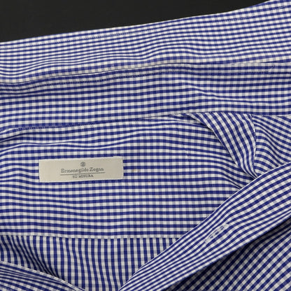 [Used] Ermenegildo Zegna Cotton Check Dress Shirt Navy Blue x White [Size not specified (L)] [BLU] [S/S/A/W] [Condition Rank C] [Men&